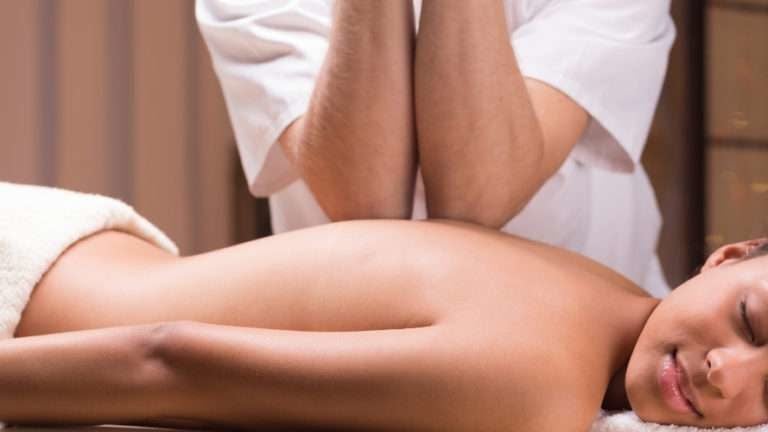 Woman getting a deep tissue massage