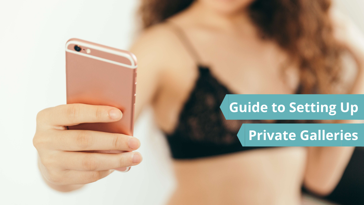Online sex worker taking selfie in black lingerie