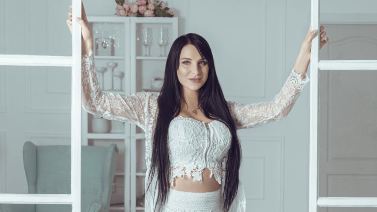 woman in white lacy set