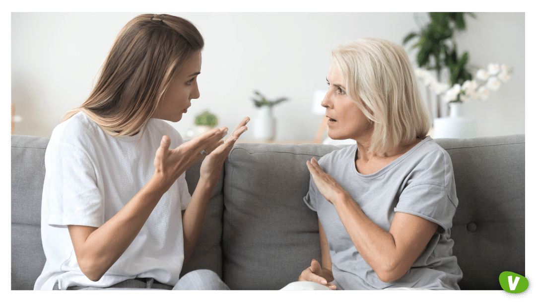 angry young woman has a disagreement with her mother