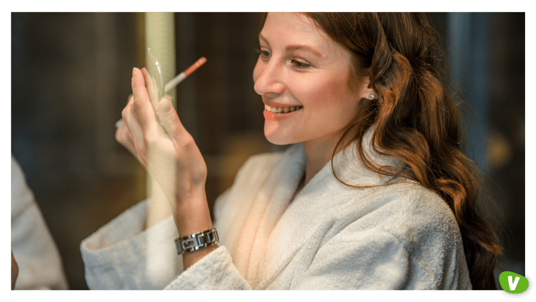 woman doing her makeup before meeting a client