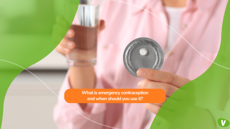 a woman holding a blister pack of emergency contraception pills and a glass of water