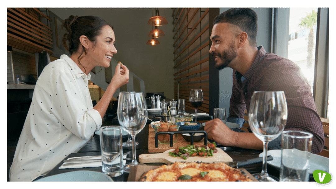 young couple on a dinner date